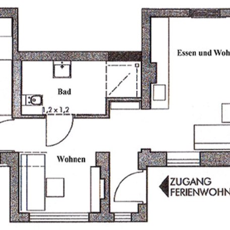 Grundriss Gerienwohnung, © Eberwein